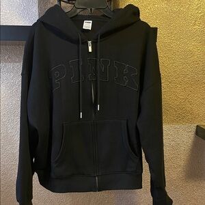 VICTORIAS SECRET/PINK CAMPUS FLEECE FULL ZIP HOODIE LARGE